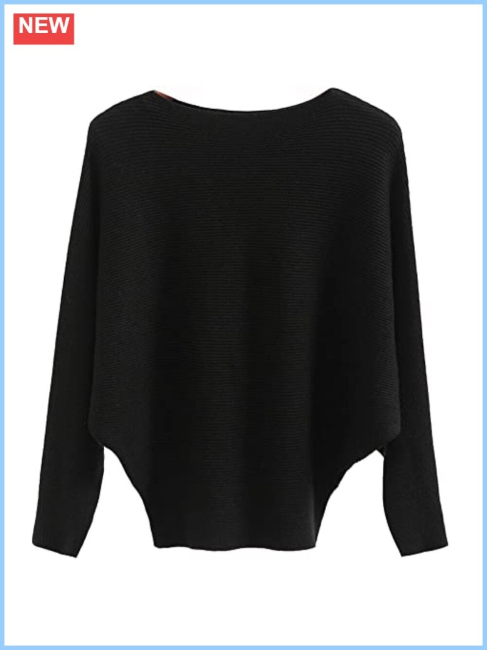 Women's Boat Neck Batwing Sleeve Ribbed Knit Sweater